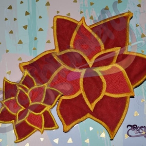 Poinsettia In-the-Hoop Mug Rug - Digital Machine Embroidery Design