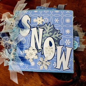 Snow Premade Scrapbook Paper Bag Mini Album Brag Book Keepsake