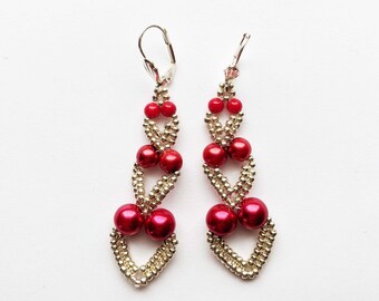 Valentine's Heart Beaded Earrings