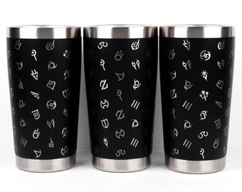 FFXIV Job Icon Pattern Laser Engraved Insulated Tumbler with Lid