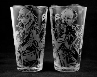 Byleth Combo from Fire Emblem 3 Houses Laser Engraved Pint Glass or Insulated Tumbler