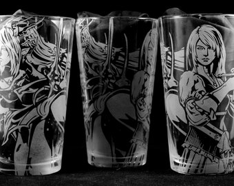 Jill and Shiva Laser Engraved Pint Glass