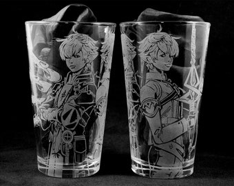 Alphinaud and Alisaie Laser Engraved Pint Glass