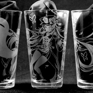 Hu Tao Laser Engraved Pint Glass