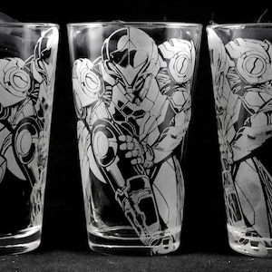 Power Suit Samus Laser Engraved Pint Glass