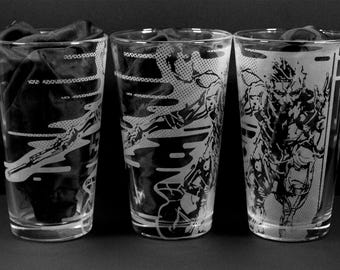 MGS Snake Laser Engraved Pint Glass, Flask, or Insulated Tumbler