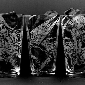 Mythra and Pyra Laser Engraved Pint Glass, Tumbler, or Flask