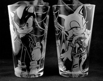 Shadow and Rouge the Bat Laser Engraved Pint Glass