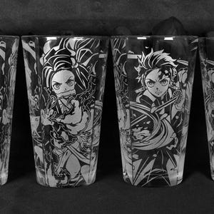 Anime Inspired Laser Engraved Pint Glass or Insulated Tumbler
