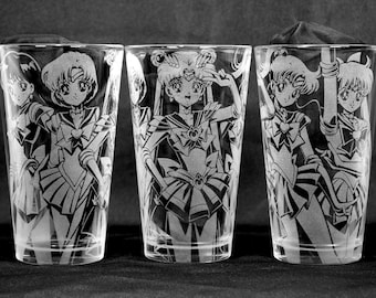 Sailor Moon Laser Engraved Pint Glass