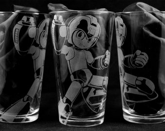 Mega Man Engraved Pint Glass