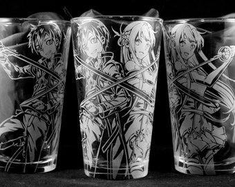 Kirito and Asuna Laser Engraved Pint Glass