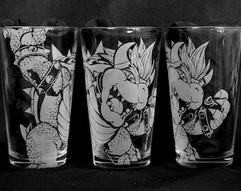 Bowser Laser Engraved Pint Glass