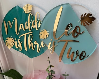 Safari Themed Wild Happy Birthday Age Cake Topper | Acrylic | Personalised Cake Decoration | Handmade | Hand Painted