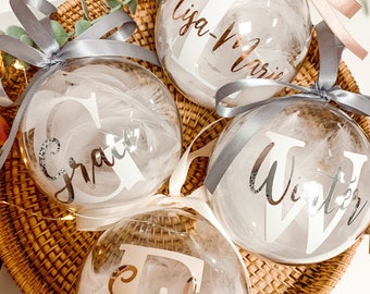 Personalised Bauble Name & Initial Rose Gold Gold Silver Christmas Gift Bauble