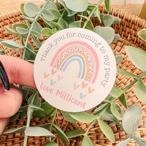 Personalised Rainbow Stickers | ROUND sticker | Birthday |  Baby Shower  | Celebration  |  Personalised Thank you Stickers | Party Favours