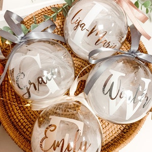 Personalised Bauble Name & Initial Rose Gold Gold Silver Christmas Gift Bauble