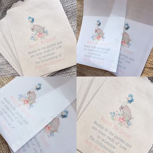 Jemima canard flaque d'eau - beatrix potter - Watch Me Grow baptême anniversaire baby shower sacs de graines lot de 10