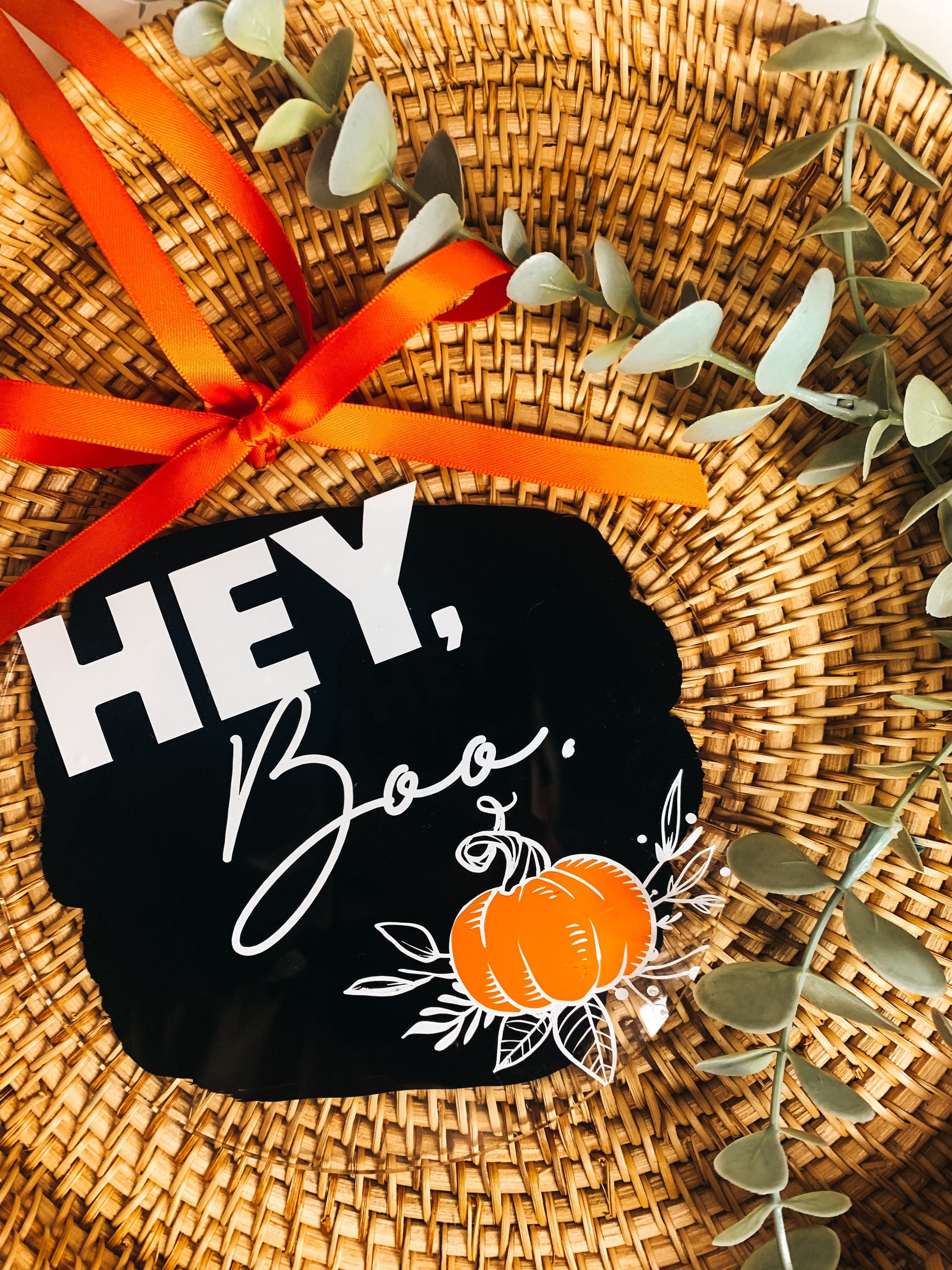 Glitter Ornament Halloween Hey Boo Ornament Personalized