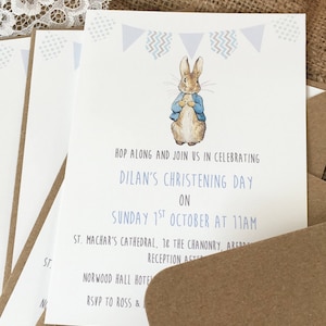 Peter Rabbit KinderGeburtstag Taufe Baby Shower Dankeskarten Einladungen 10er Pack