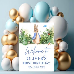 Peter Rabbit Baby Shower Welcome Sign, Editable Baby Shower Sign