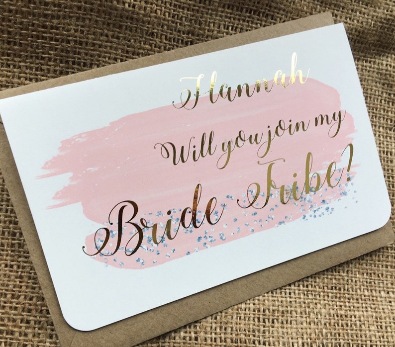 Watercolour Foil Bridesmaid Maid Of Honour Flower Girl Card Etsy