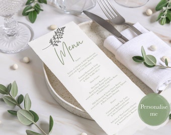 Botanical Wedding menu | Wedding Menu Cards |Printed Wedding Menu | Personalised Wedding Menus | Dinner Menu Cards | Wedding Table Decor