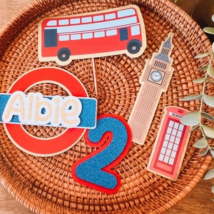 London Inspired Cake topper set | London theme | London Bus | Big Ben | cake topper set |