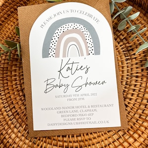 Rainbow Arch Invitations | Birthday | Baby Shower | Naming Day | Christening | Thank you Cards | Invitations | Boho | Pack of 10