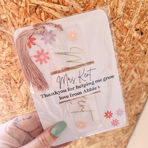 Marcapáginas personalizado para profesores / Acrílico con borla