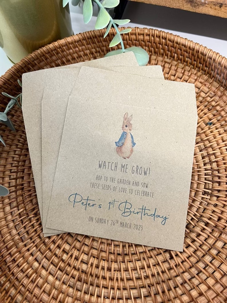 Watch Me Grow Peter Rabbit Christening Packets | Baby Shower | Seed ...
