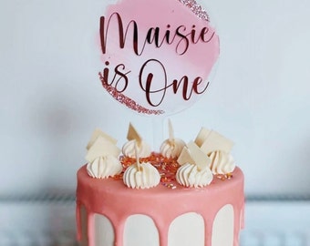 Acrylic Personalised Glitter cake Topper | Age | Personalised Cake Decoration | Handmade | Hand-painted | Birthday | Christening