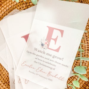 Baby Shower Christening Birthday Favours Seed Bags envelopes Watch Me Grow Christening Baby Shower birthday  Seed Bags Pack of 10