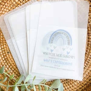Pack de 10 graines arc-en-ciel bleu - cadeau - Watch Me Grow baptême baby shower, anniversaire, baptême, sacs de graines, lot de 10