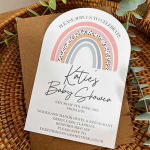 Pastel Rainbow Arch Invitations | Birthday | Baby Shower | Naming Day | Christening | Thank you Cards | Invitations | Boho | Pack of 10