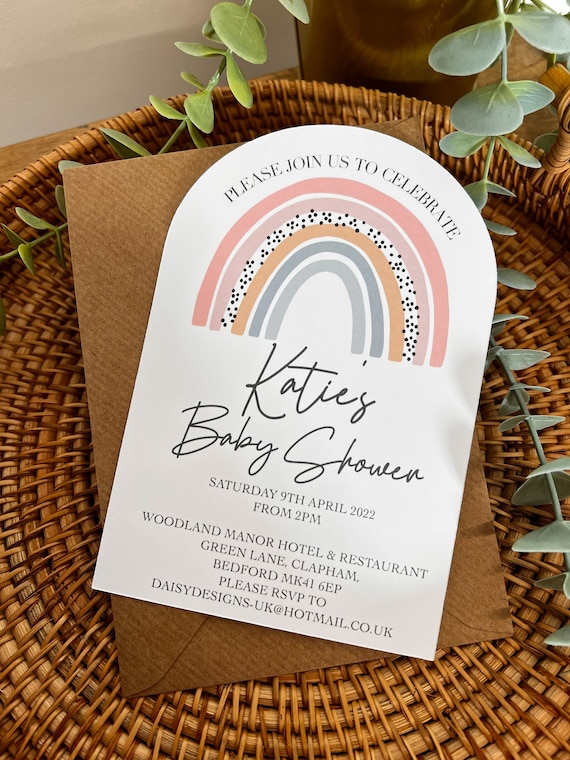 Pastel Rainbow Arch Invitations Birthday Baby Shower Naming