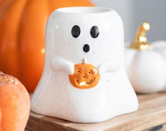 Ceramic Ghost Oil Burner – Halloween Tealight Wax Warmer