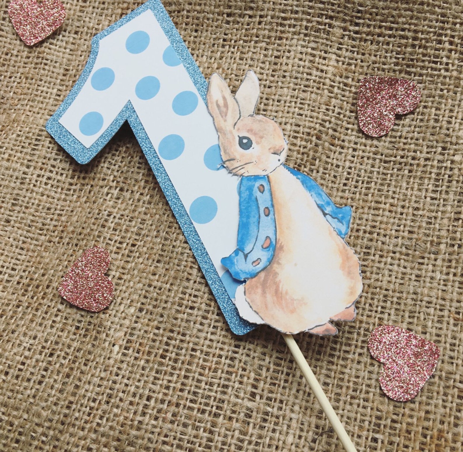 Glitter Peter Rabbit Number Cake Topper, Personalised Birthday ...