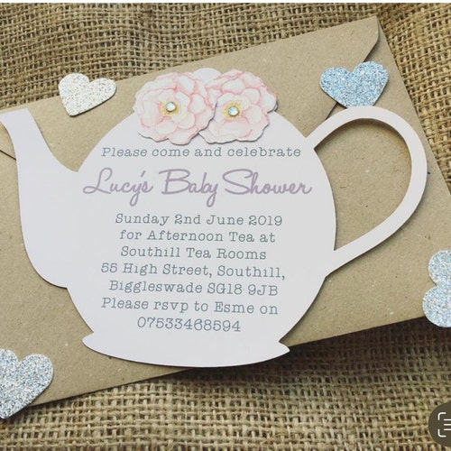 Elegant Tea Party Baby Shower Invitation Printable Teapot Etsy