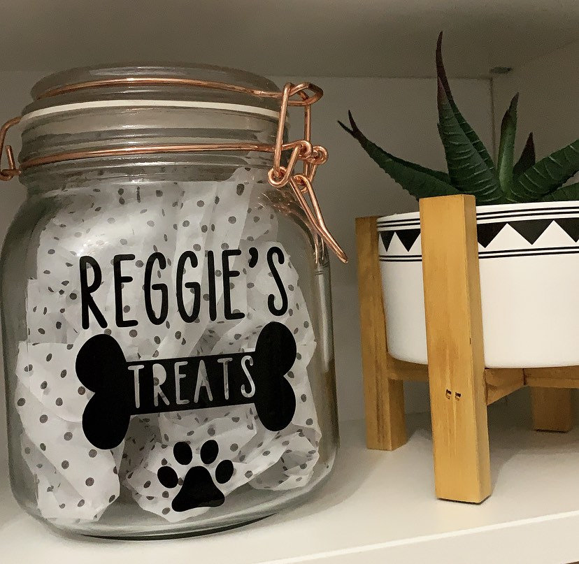 Dog or Cat Treat Jar Sticker, Name Sticker, Personalised Dog Sticker,…