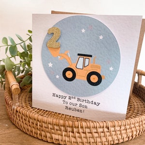 Cartão temático de escavador, cartão de aniversário, batizado, dia de nascimento, cartão de felicitações, aniversário de meninos, construção de escavador