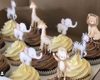 24Pcs Safari Animals Cupcake Toppers - Jungle Theme Cake Decorations For Birthday & Baby Shower - View #4
