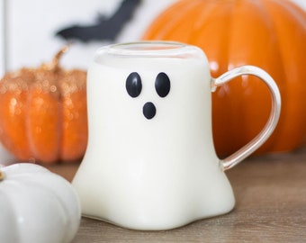 Ghost Glass Mug, Spooky Halloween Decor, Fall Glassware Gift