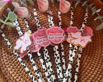 Last Rodeo Cow Print Paper Straws | Bachelorette hen do Party Decor (Pack of 12)