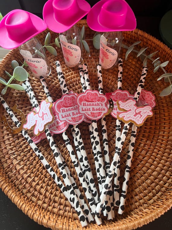 Last Rodeo Hen do paper Straws | Bachelorette Party Hen Party Decoration Supplies, Last Disco Bach Decor, yeehaw rodeo pack of 12