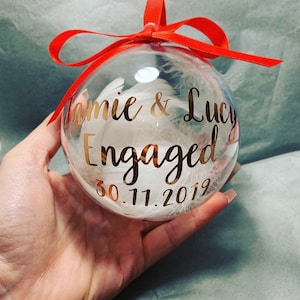 Personalised Engagement Bauble  Rose Gold Gold Silver Christmas Gift Bauble