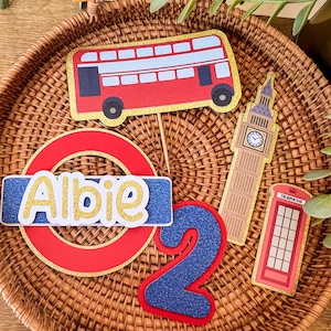 Set di decorazioni per torte ispirate a Londra / Tema Londra / Autobus di Londra / Big Ben / set di decorazioni per torte /