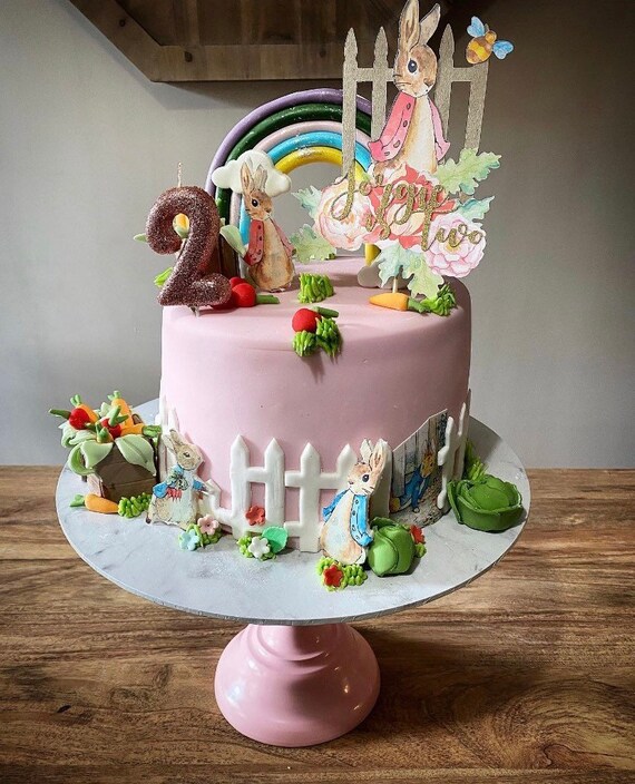 Peter Rabbit Garden Gate Cake Topper Personalised Age Birthday Etsy