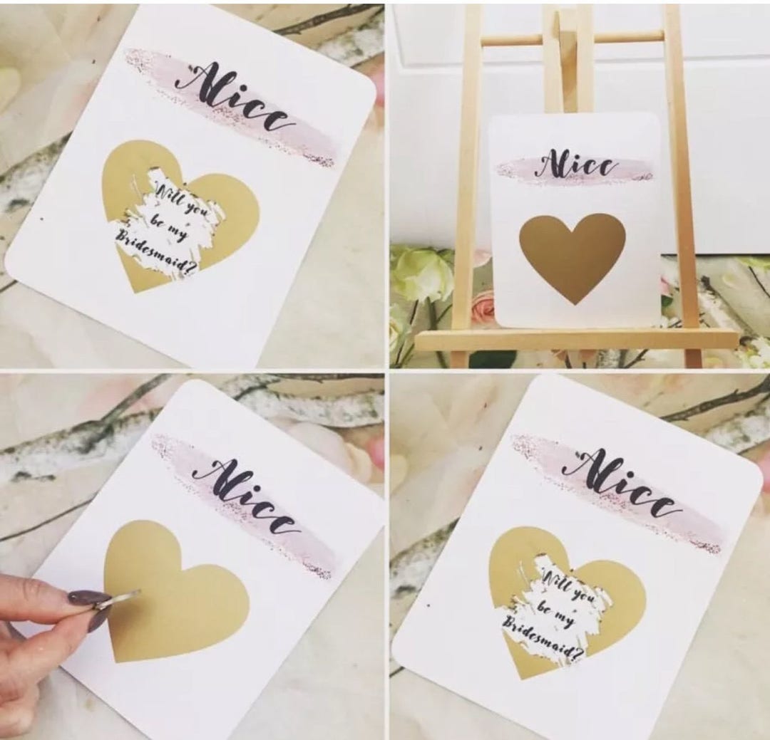 Scratch of Gold Heart Will You Be My Bridesmaid Card - Etsy