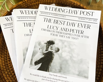 Personalised Wedding Newspaper Program, Order of the Day